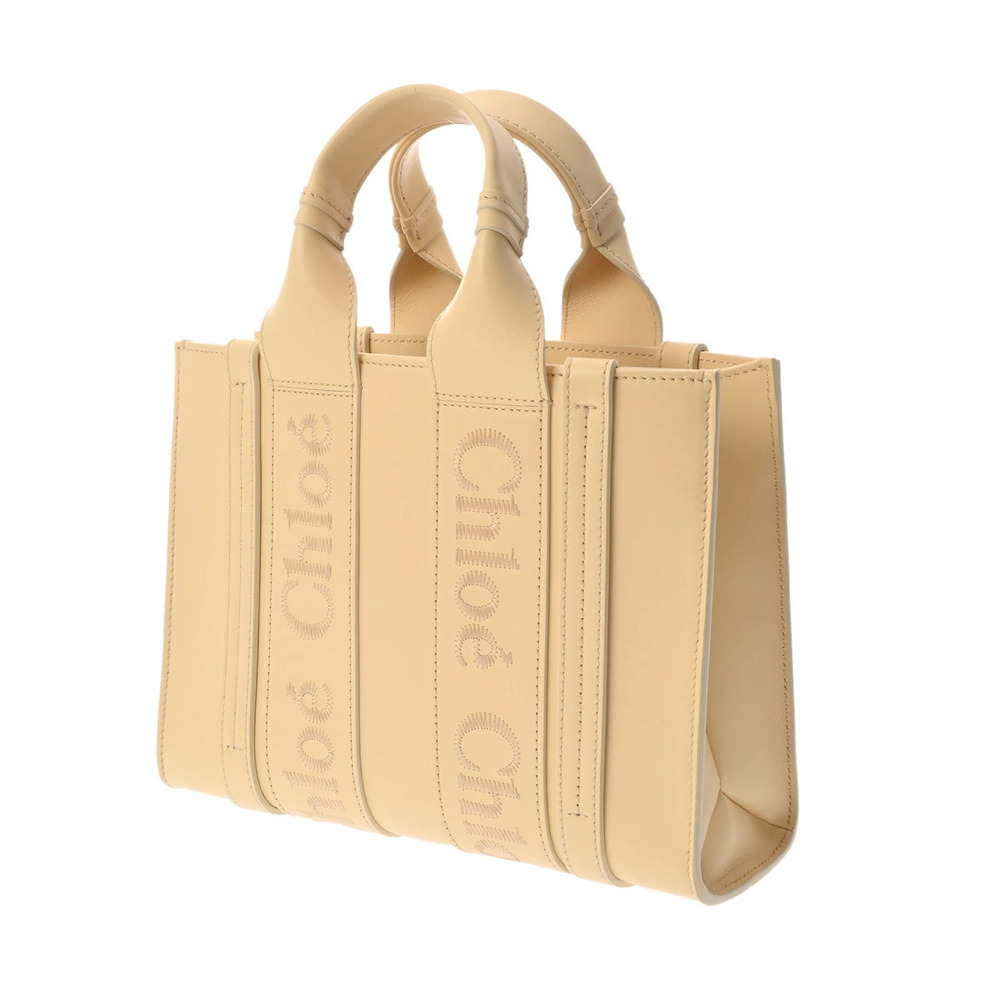 Chloe Calfskin Yellow Handbag Tote Woody Yellow